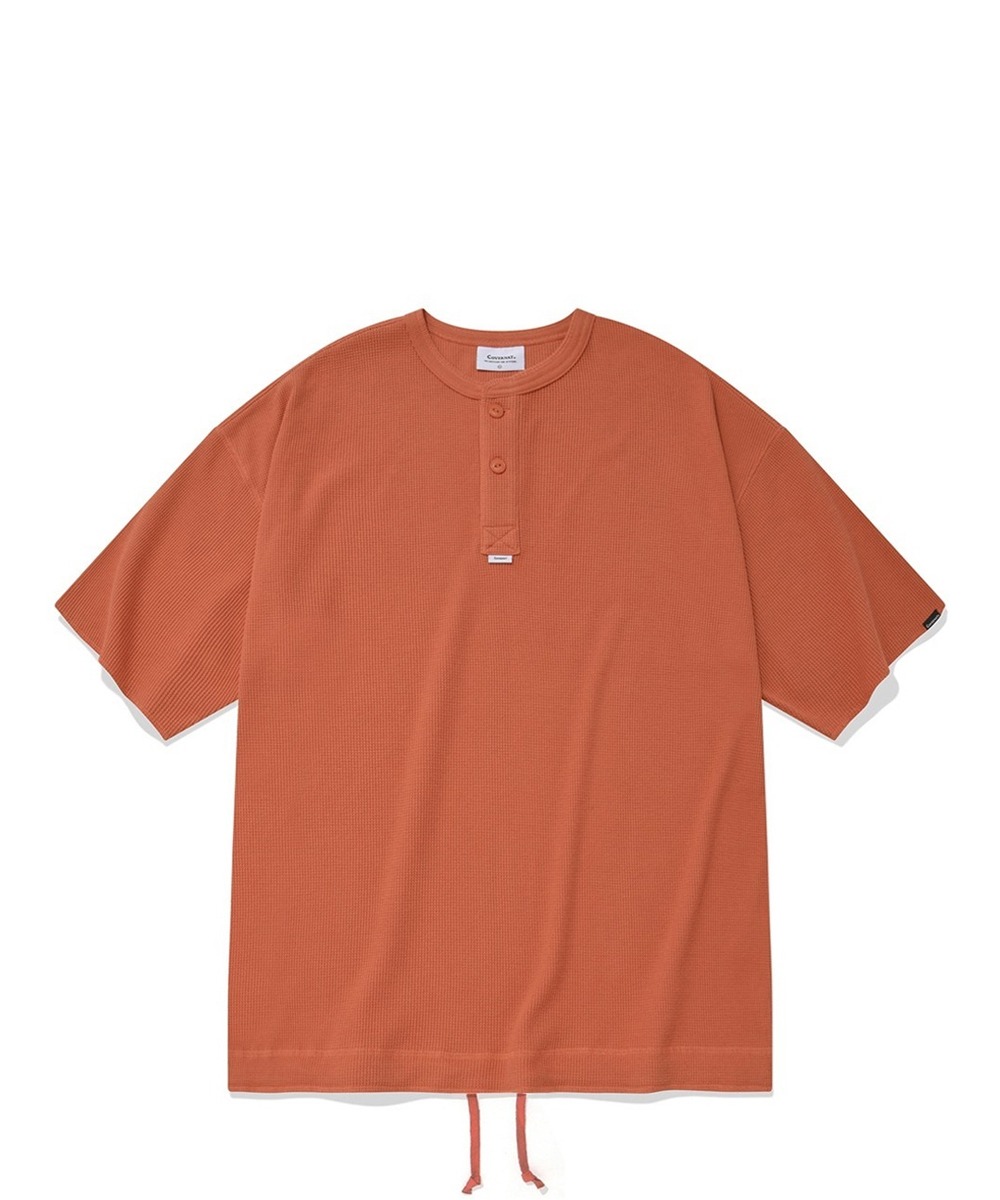 와플 헨리넥 티셔츠 오렌지