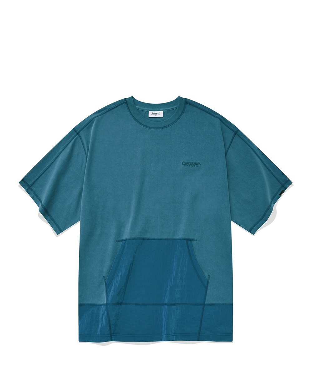 피그먼트 패브릭 믹스 티셔츠 아쿠아블루