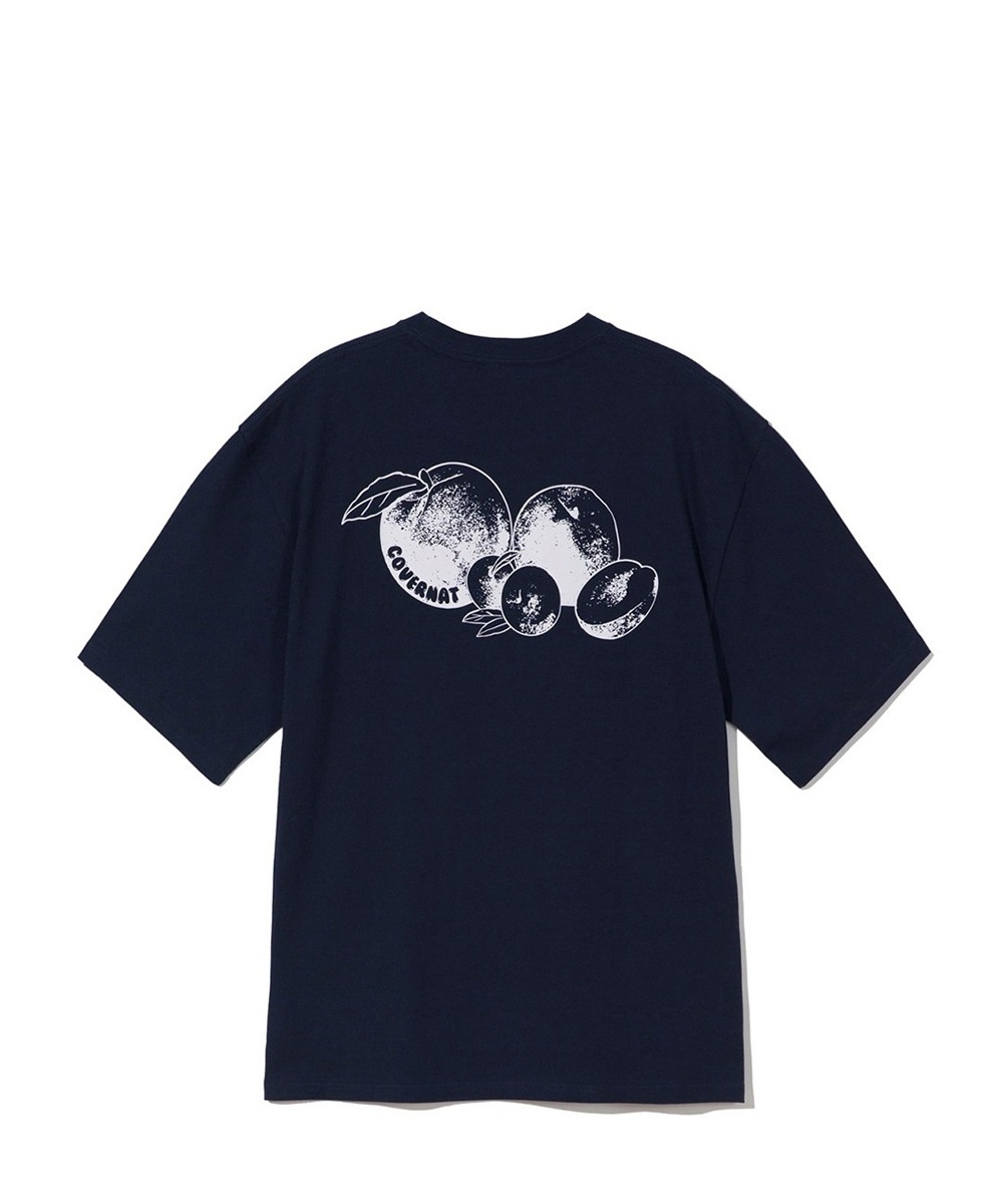 복숭아 버블 로고 티셔츠 네이비