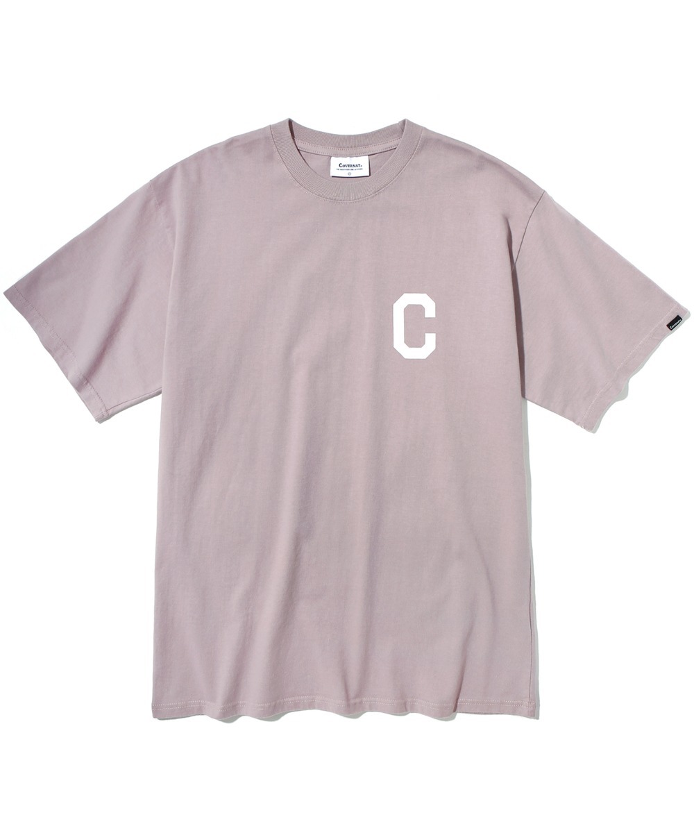 C 로고 티셔츠 더스티 핑크