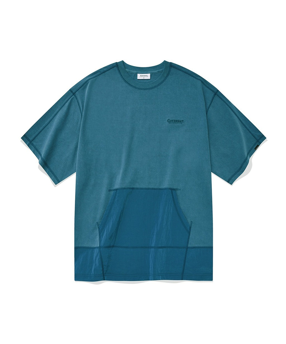 피그먼트 패브릭 믹스 티셔츠 아쿠아블루
