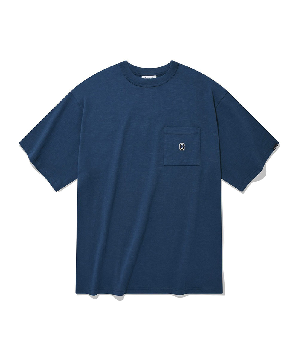 슬럽 C 로고 와펜 포켓 티셔츠 블루