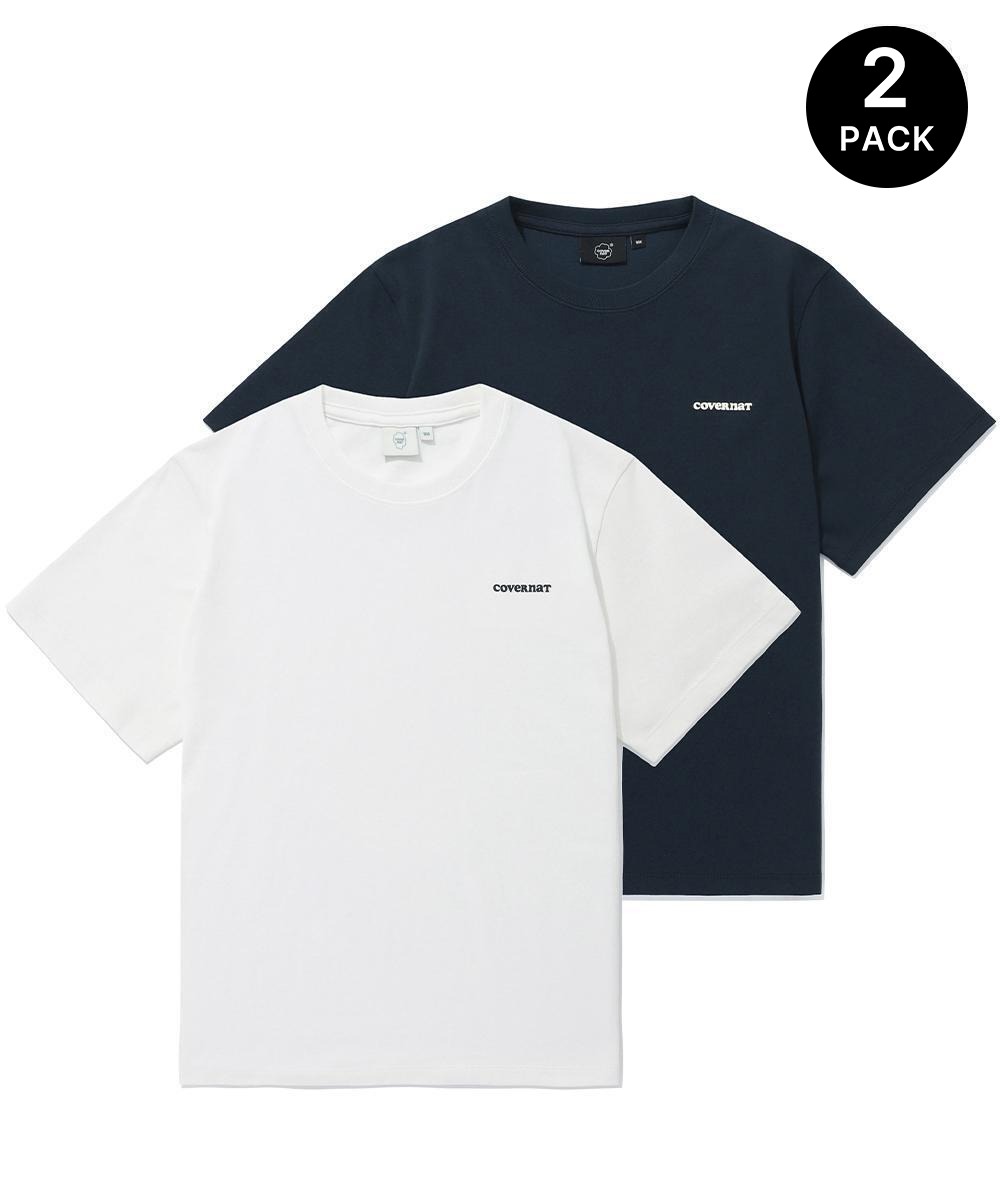 우먼 쿨 코튼 에센셜 2-PACK 티셔츠 화이트+다크 네이비