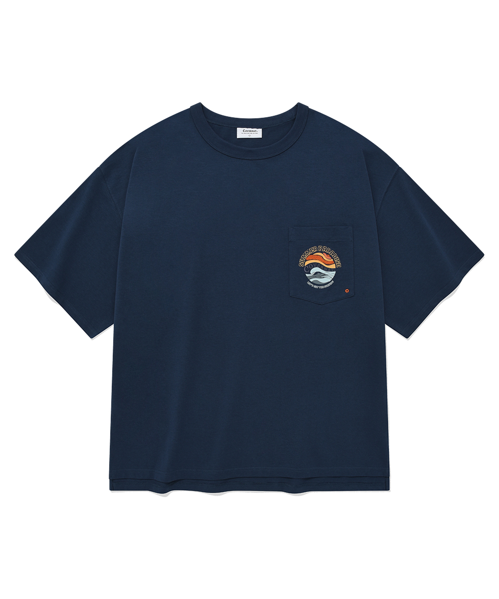 핫 썸머 파라다이스 티셔츠 네이비